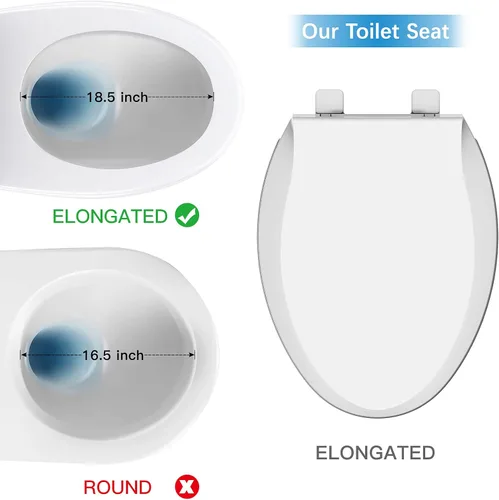 Miniatura 3 de Asiento de inodoro alargado duradero con cierre suave y lento, fácil de instalar y limpiar, nunca se afloja, blanco, se adapta a la mayoría