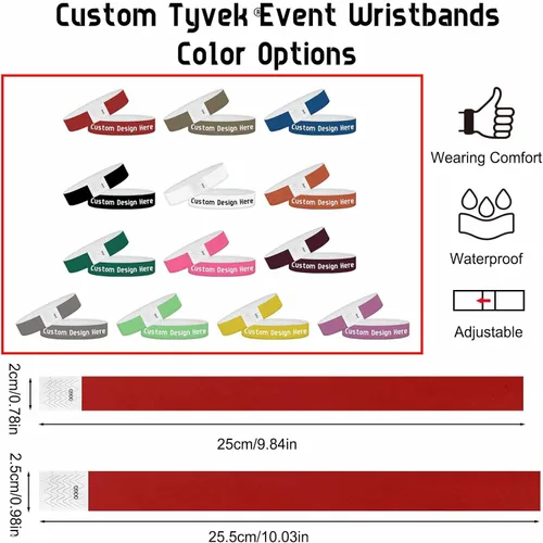 Miniatura 3 de Pulseras para eventos, pulseras personalizadas de 3/4 pulgadas, pulseras de papel personalizadas para fiestas, 100 unidades con texto, logotipo, Oro