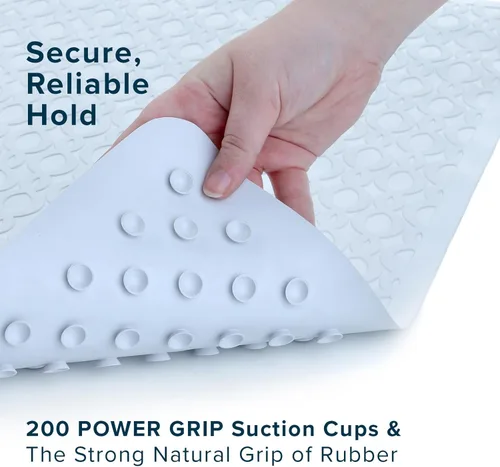Miniatura 7 de SlipX Solutions Alfombrilla de seguridad de goma grande duradera de 27 x 15 pulgadas, siéntete seguro y seguro en tu baño o ducha, textura de Blanco