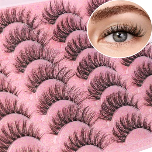 Miniatura 28 de Pestañas Postizas de Aspecto Natural Pestañas de Visón Sintético Wispy Pestañas de Ojo de Zorro que Parecen Extensiones Pestañas de Visón 3D