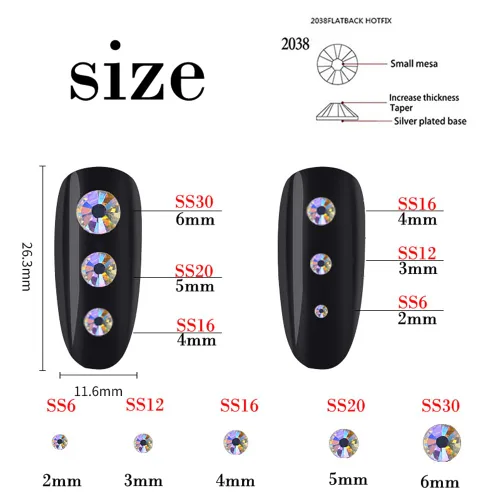 Miniatura 3 de 3000 unidades de diamantes de imitación termoadhesivos SS6 de 2mm con parte posterior plana, gemas de cristal de vidrio transparente redondas