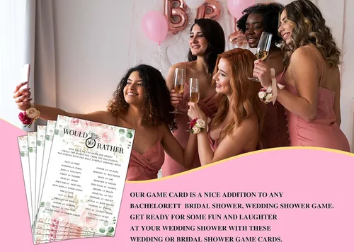 Miniatura 5 de Juego de despedida de soltera – What In Your Purse Tarjetas de fiesta para boda – Decoración floral de fiesta de boda – Suministros y actividades
