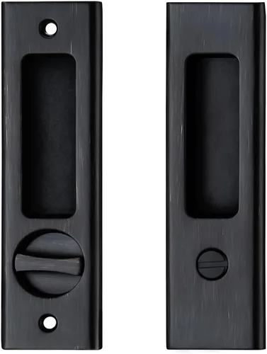 Miniatura 7 de NCL Hardware Manija de puerta corredera para baño, manija de puerta de granero, cerradura de bolsillo redonda de privacidad (níquel satinado)