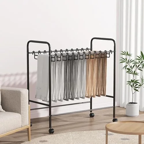 Miniatura 7 de Slide Out Pants Rack Closet Hanger Bar Pull Trousers Tie Belts Scarf Racks Top Mounted Wardrobe Clothes for Closet Retractable,Space-Saving Rolling