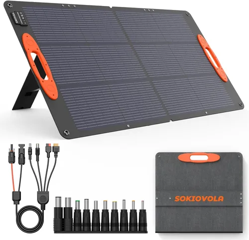 Miniatura 11 de SOKIOVOLA Panel solar portátil de tipo N-16BB de 200W para EF/Jackery/Bluetti/Anker Estación de energía, Panel solar plegable de 20V con 25% de alta