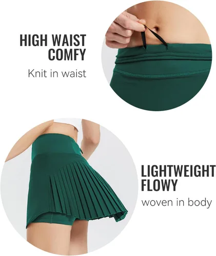 Miniatura 4 de baleaf - Falda de tenis plisada para mujer, falda pantalón de golf para mujer, cintura alta, pantalones cortos deportivos ligeros con bolsillos