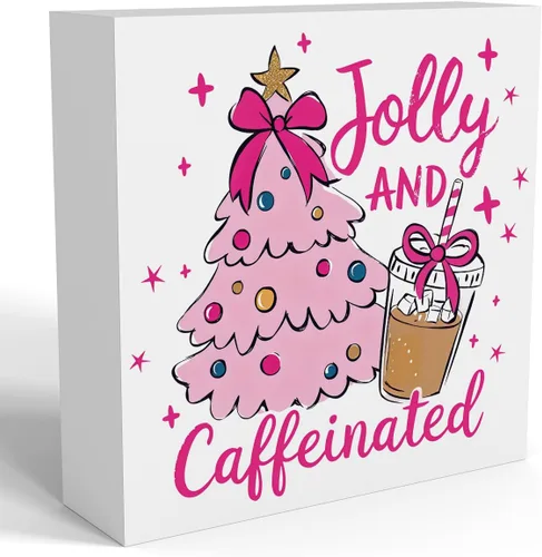 Miniatura 9 de Decoración navideña de cafetería, decoraciones navideñas divertidas retro, lazo rosa, letrero de calorías de pan de jengibre, regalo para mujeres
