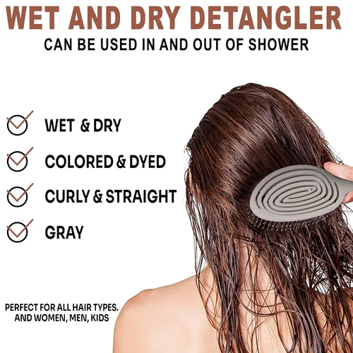 Miniatura 2 de habitof Cepillo húmedo desenredante ecológico para mujeres, hombres y niños, cerdas flexibles para cabello rizado, ondulado, grueso y fino, húmedo