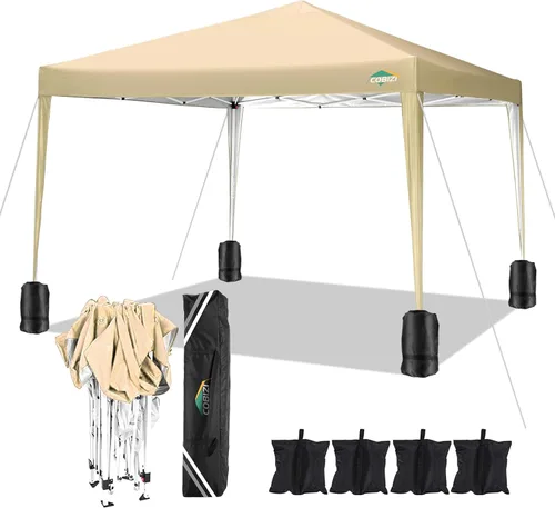 COBIZI Tienda de campaña con toldo emergente de 10 x 10 sin pared lateral, toldo al aire libre UPF 50+ impermeable, toldo instantáneo portátil para
