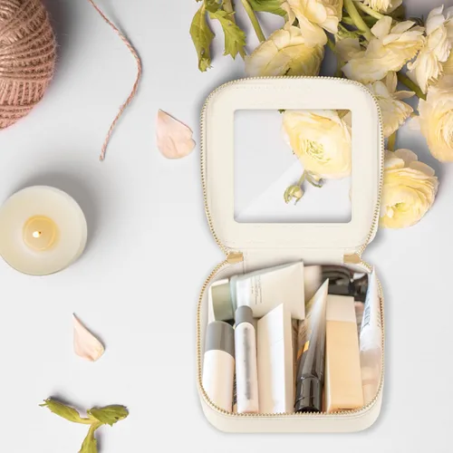 Miniatura 8 de Prite Bolsa de maquillaje transparente, estuche organizador de cosméticos, bolsa de aseo de viaje impermeable, bolsa para el cuidado de la piel