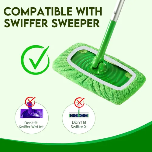 Miniatura 2 de Almohadillas de fregona reutilizables compatibles con trapeador Swiffer Sweeper - Paños de barrido seco y paños húmedos para limpieza del hogar