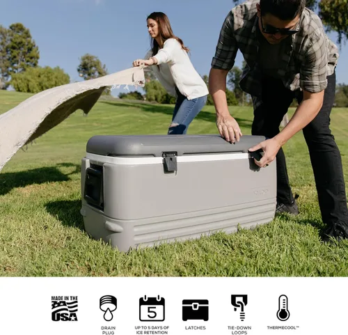 Miniatura 3 de Igloo Hard Cooler Polar & Party Bar Series Insulated Ice Chests Gris polar de 120 cuartos de galón