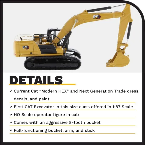 Miniatura 4 de Diecast Masters Excavadora hidráulica de próxima generación Caterpillar 336 a escala 1:87 Camión coleccionable para gatos y equipos