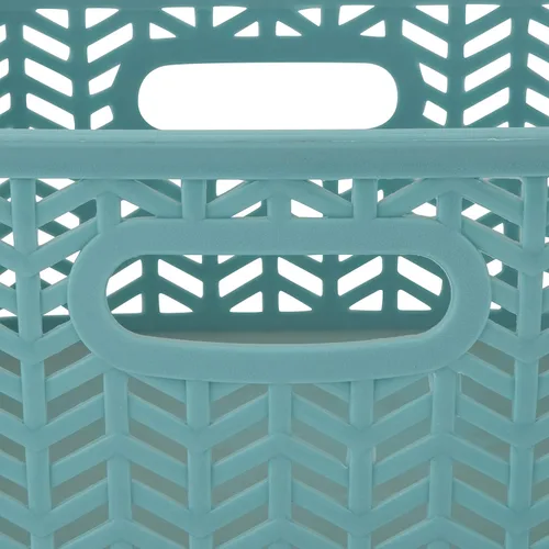 Miniatura 8 de Simplify Paquete de 3 cestas de almacenamiento pequeñas en espiga, dimensiones: 10 x 8 x 4 pulgadas, diseño de espiga, peso ligero, ideal para baño