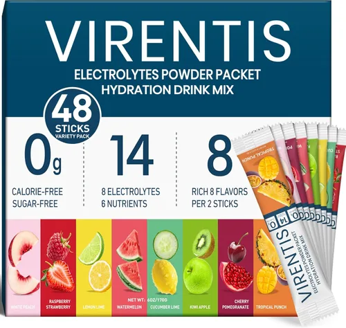 Miniatura 17 de 16 barras de electrolitos en polvo, paquetes de hidratación sin azúcar, mezcla de bebida líquida diaria con electrolitos IV para rehidratación con 8
