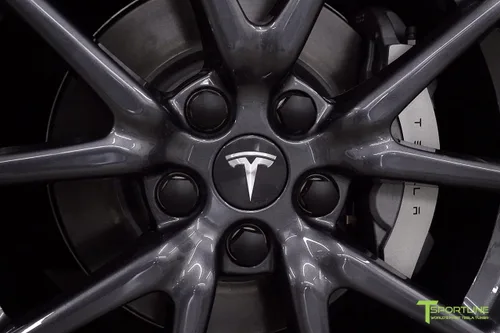 Miniatura 4 de T Sportline Tesla Model 3 - Juego de tapa central gris para rueda, se adapta a ruedas con cubiertas aerodinámicas quitadas