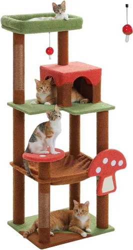 Miniatura 20 de MUTTROS Árbol para gatos de interior, torre para gatos de varios niveles de 44.5 pulgadas con hamaca grande de marco de metal, condominio para gatos