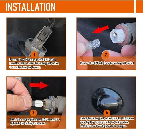 Miniatura 4 de Conjunto de 2 luces LED para matrícula compatibles con F150 F250 F350 F450 F550, parachoques trasero de repuesto blanco brillante, montaje de luces