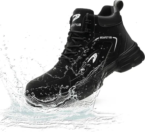 PJZHJ Botas de punta de acero impermeables para hombres, Botas de trabajo de seguridad, Botas de punta de acero ligeras, Botas de construcción