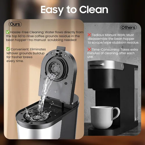 Miniatura 8 de ATSENT Cafetera de Moler y Preparar Café, Cafetera de Goteo con Molinillo Integrado, Máquina de Café Programable de 5 Tazas con Intensidad
