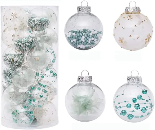 Miniatura 13 de YYCRAFT Adornos de Bolas de Navidad de Plástico Transparente Irrompibles 6CM (2.36 pulgadas) Bolas de Navidad Juego de Esferas con Decoraciones Negro