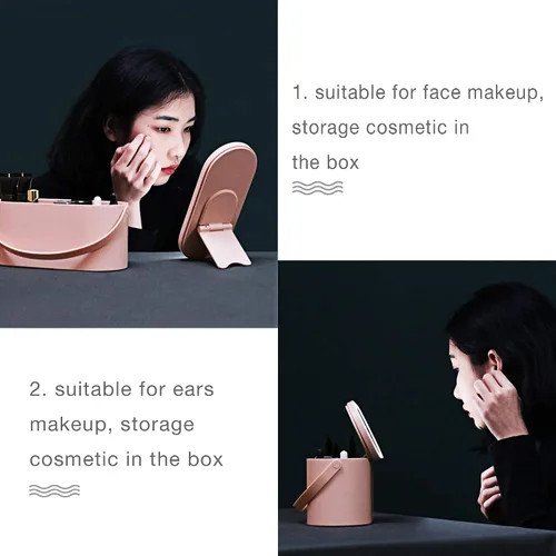 Miniatura 2 de Bolsa organizadora de maquillaje de viaje con espejo de luz LED, organizador de maquillaje, estuche de tren, organizador portátil de cosméticos