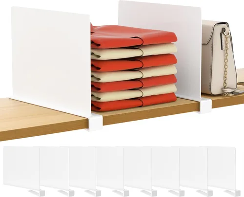 Miniatura 27 de HBlife 12 piezas de divisores de estante de acrílico transparente, organizador vertical de bolsos para armario, perfecto para suéteres, camisas