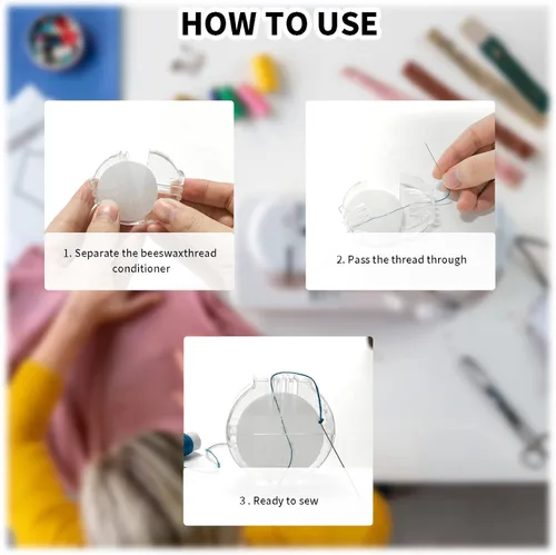 Miniatura 4 de Acondicionador de hilo de cera de abejas de 3 piezas, acondicionador de cera de hilo para coser Blanco