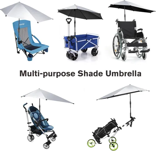 Miniatura 6 de G4Free Sombrilla ajustable UPF 50+ XL con abrazadera universal, protección UV, sombrilla para silla de playa, cochecito, silla de ruedas, carrito