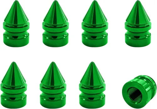 Miniatura 12 de Ziciner 4 tapas de válvula de neumático de automóvil, accesorios de aleación de aluminio con pinchos, cubiertas de vástago de rueda a prueba de Verde