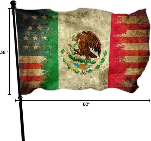 Miniatura 8 de NASIAN Bandera de México, banderas mexicano-americanas para exteriores, 3 x 5, doble cara, México, Estados Unidos, bandera de la amistad, bandera