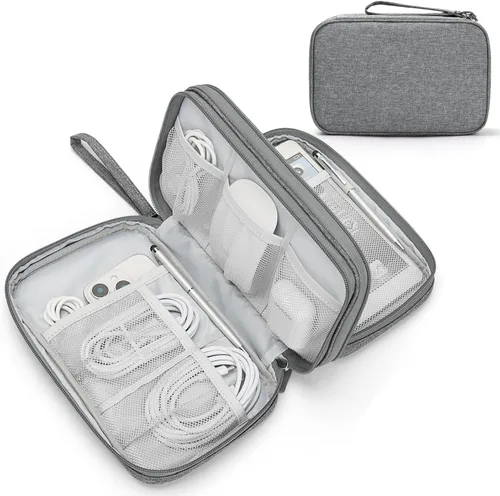 Miniatura 41 de FYY Organizador electrónico, organizador de cables de viaje, bolsa de transporte para accesorios electrónicos, portátil, impermeable, doble capa