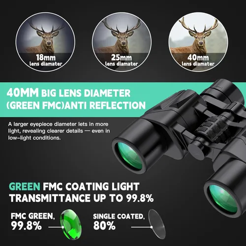 Miniatura 6 de Prismáticos 6-16x40 HD Zoom para Adultos, Alta Potencia, Gran Vista, Prisma BAK4, Impermeables, Visión Clara con Poca Luz para Observación de Aves