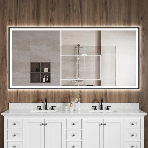 Miniatura 20 de WELLFOR Espejo de baño LED de 28 x 36 pulgadas, espejo de tocador de baño con luz, espejo de pared de baño, espejo de baño iluminado, montaje