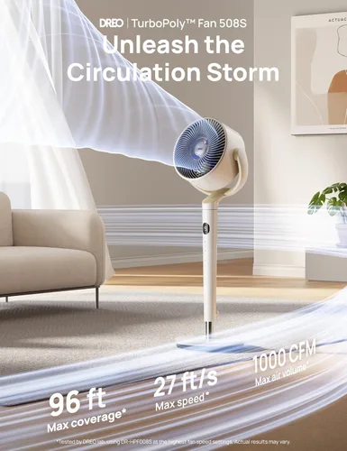 Miniatura 2 de Dreo Ventilador Inteligente para Dormitorio, Ventiladores Oscilantes Omnidireccionales de 120° +120°, Ventilador de Pedestal Silencioso de 90 pies