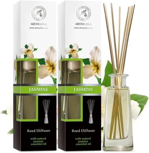 Miniatura 2 de Difusor de varillas de jazmín con aceite esencial de jazmín natural, juego de 2 x 3.4 onzas líquidas (3.4 fl oz), fragancia fresca y duradera