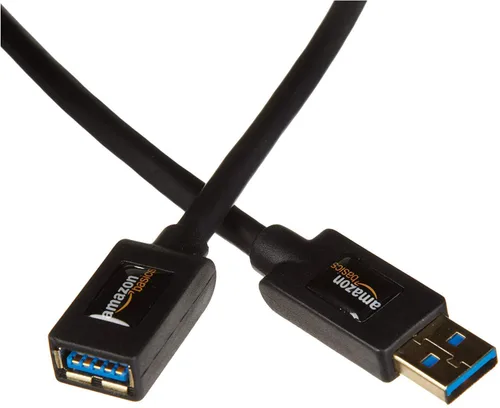 Miniatura 10 de Amazon Basics Paquete de 2 cables de extensión USB-A 3.0, 4.8 Gbps de alta velocidad, conectores chapados en oro macho a hembra, 6 pies, color negro