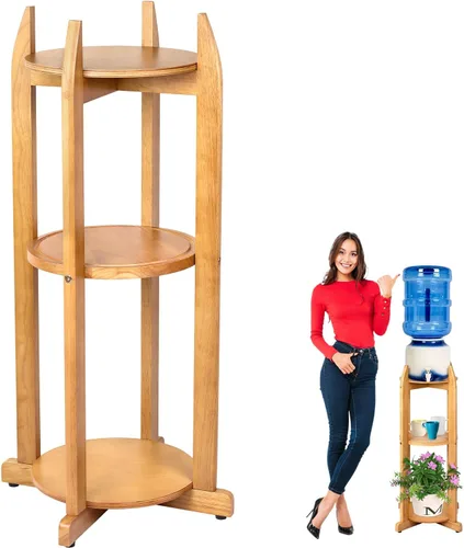 Miniatura 11 de Soporte dispensador de agua de madera maciza natural (32.8 pulgadas de alto-11.2 pulgadas de ancho) Soporte de suelo de cerámica para dispensador