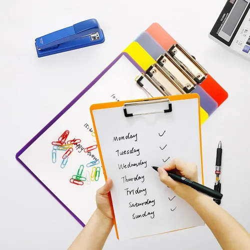Miniatura 5 de smilixin Paquete de 6 portapapeles de plástico, portapapeles de oficina, tamaño estándar A4, coloridos tableros transparentes con clip de perfil
