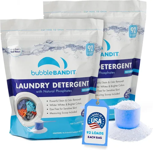 Miniatura 8 de Detergente para ropa en polvo con fosfato, detergente en polvo de limpieza profunda con aroma fresco y limpio, con cuchara para todas las máquinas