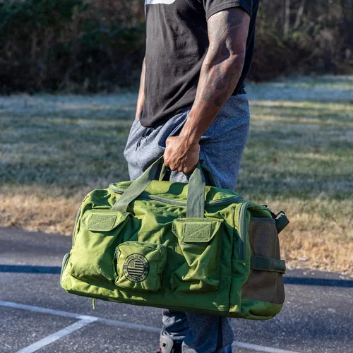 Miniatura 8 de Serious Steel Fitness Bolsa de gimnasio Bolsa de lona de nailon 1000D Resistente, OD Green - Mid Bud, Bolsa de lona de nailon 1000d