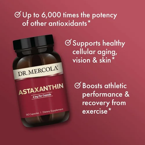 Miniatura 4 de Dr Mercola Astaxantina 4 mg, 90 porciones (90 cápsulas), sin OMG, sin soja, sin gluten