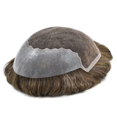 Miniatura 4 de Toupee - Sistema de reemplazo de cabello para hombre, encaje frontal suizo, nudo blanqueado, pieza de cabello humano natural