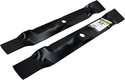 Miniatura 8 de Maxpower 561811B Juego de 2 cuchillas 3-N-1 para muchos cortacéspedes John Deere de 42 pulgadas, sustituye a los OEM # GX22151 y GY20850