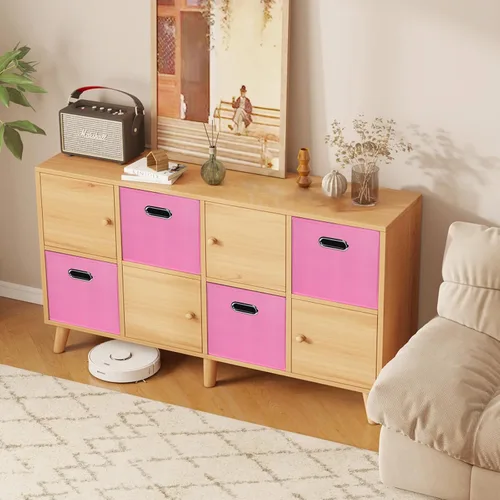 Miniatura 5 de Cubos de Almacenamiento Plegables Negros, Cajas de Almacenamiento de Tela, Organizadores de Cubos con Asas Duales para Organizador del Hogar, Juego