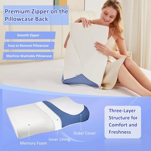 Miniatura 7 de Almohada cervical para el cuello, almohadas refrescantes ultrafinas para aliviar el dolor de cuello, hombros, espuma viscoelástica ergonómica