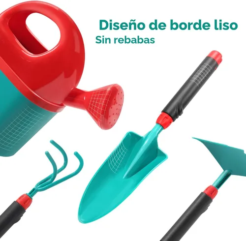 Miniatura 5 de CUTE STONE - Juego de herramientas de jardinería para niños, juguetes de jardín con carretilla, regadera, guantes de jardinería, rastrillo manual