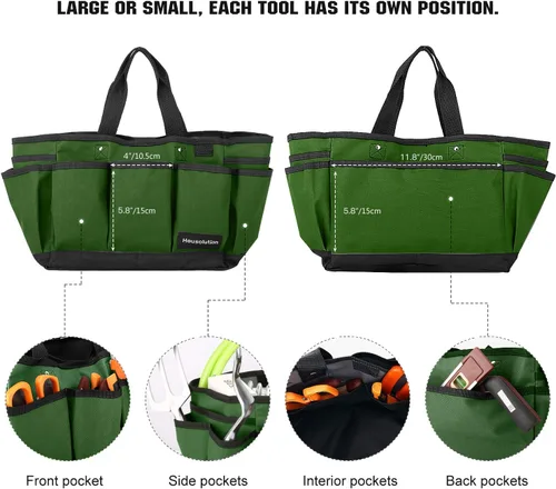 Miniatura 3 de Housolution Bolsa de Jardinería, Bolsa de Almacenamiento de Herramientas de Jardín de Lujo y Organizador para el Hogar con Bolsillos, Resistente al