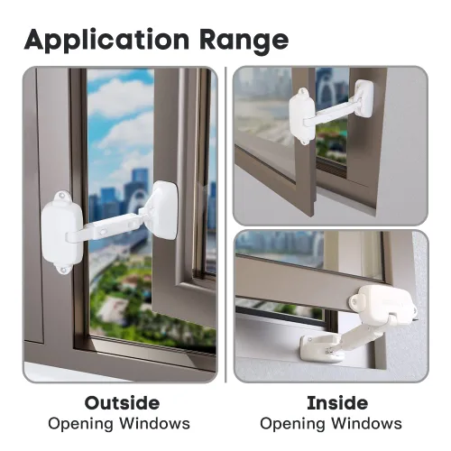 Miniatura 3 de EUDEMON Paquete de 1 restrictor de ventana a prueba de niños para aluminio, madera, marcos de ventana de metal, cerradura de ventana de seguridad