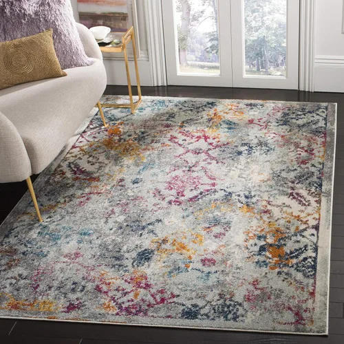 Miniatura 9 de SAFAVIEH Madison Collection - Alfombra de pasillo de 2 pies 3 pulgadas x 8 pies, color marfil y azul, diseño bohemio chic envejecido, no desprende